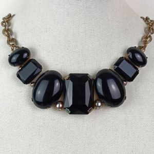 Edgy Cool Oversized Black Chunky Stone Rustic Chain Choker Necklace
